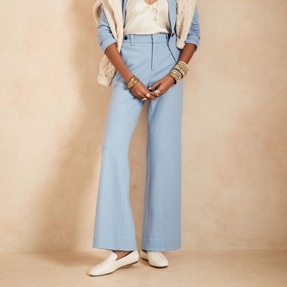 Pants - Banana Republic Light Blue Wide Leg Wool Blend Pants Size 6 Long